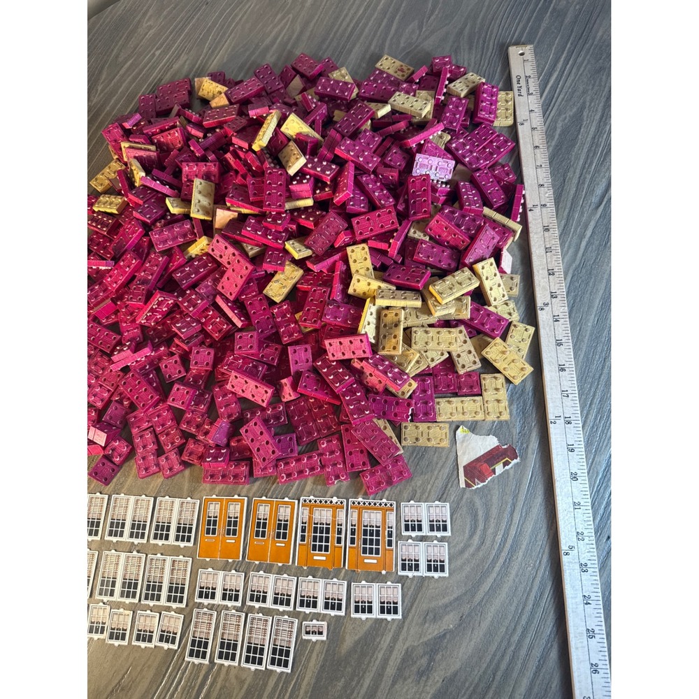 VTG Halsam American Bricks Wood Building Blocks 6.3lb Lot w/ Rare Window Doors - Picture 5 of 11